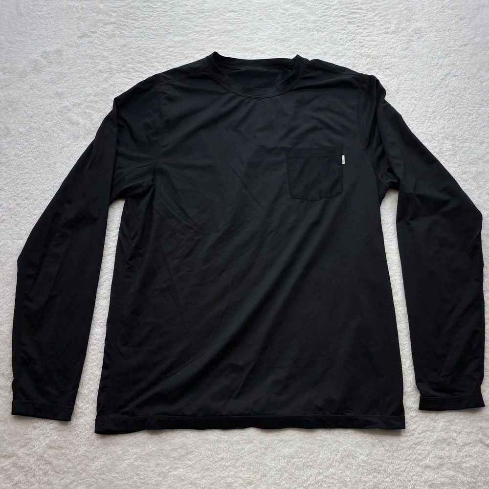 Vuori Mens Black Long Sleeve Performance Pocket T-Shirt Activewear Size M